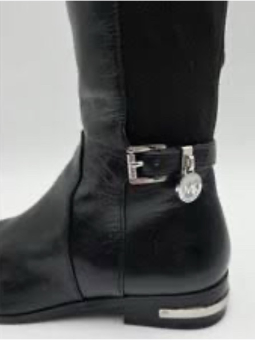 Michael Kors Black Over-the-Knee Leather Boots with Logo Charm - Picture 2 of 2